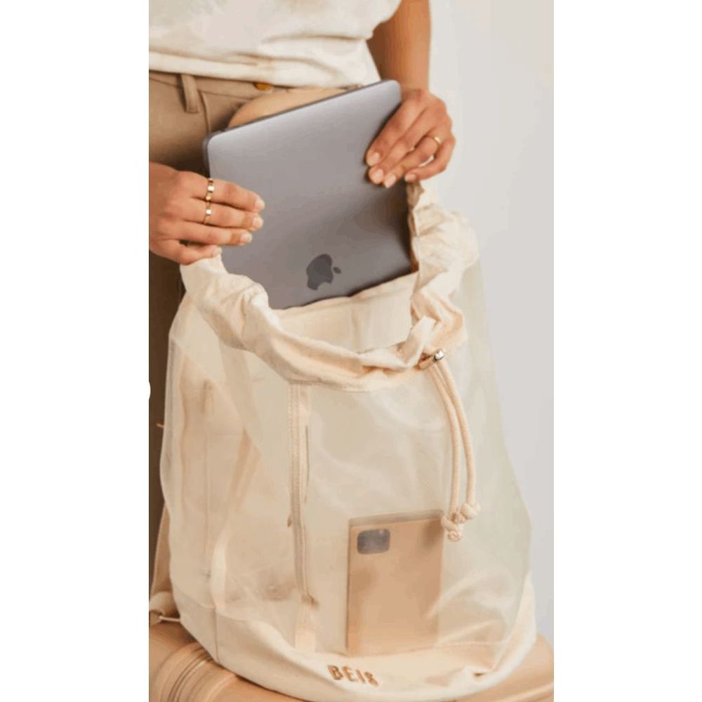 NWT BEIS The High-brid Mesh Backpack in Beige - Picture 13 of 13